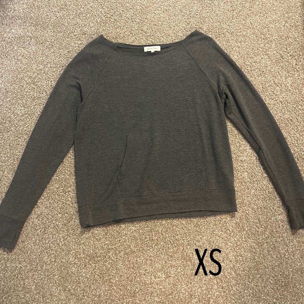 Grace and Lace raw collar hem pullover, XS